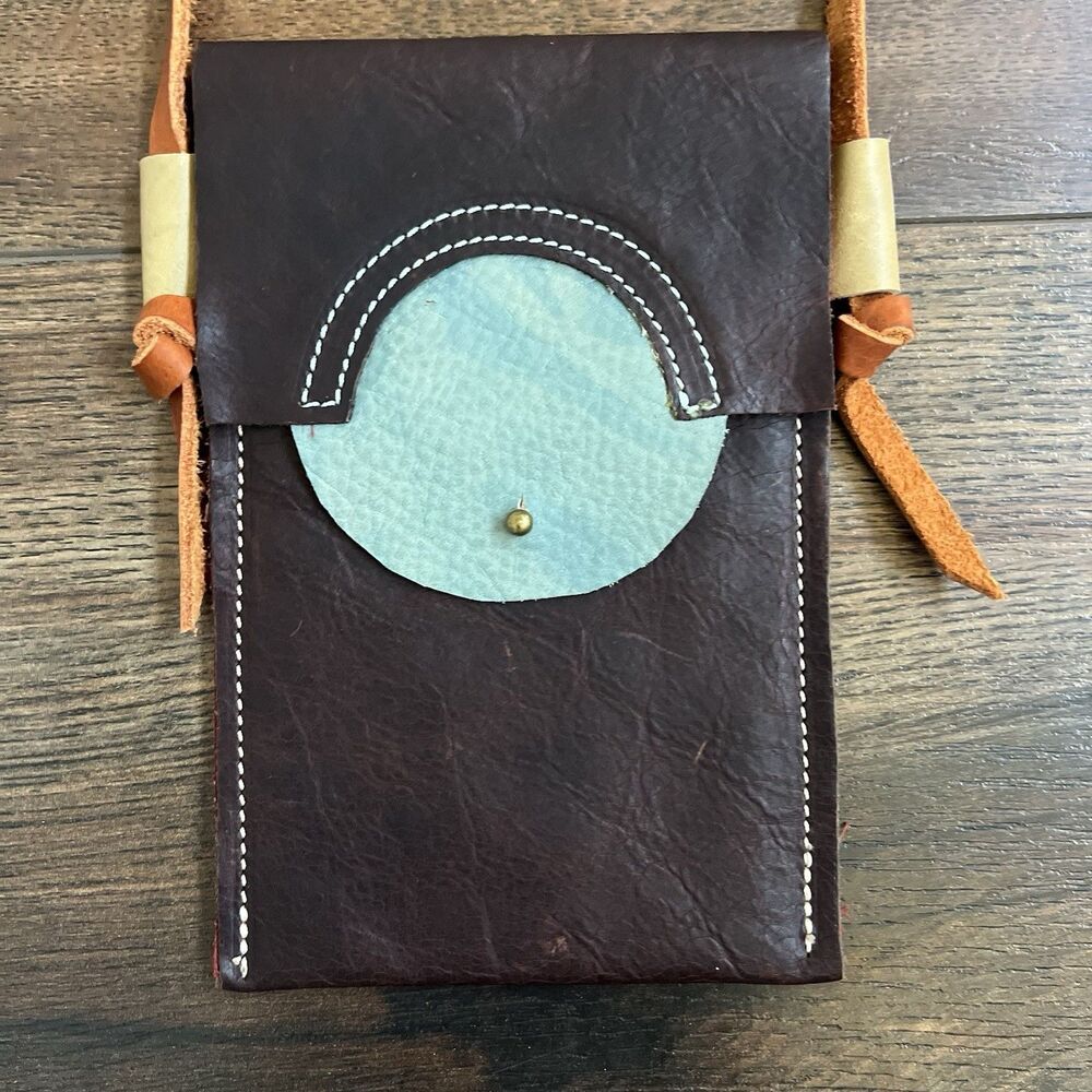 Maven Leather + Design Handcrafted Colorblock Crossbody Phone Pouch Boho 1-of-1